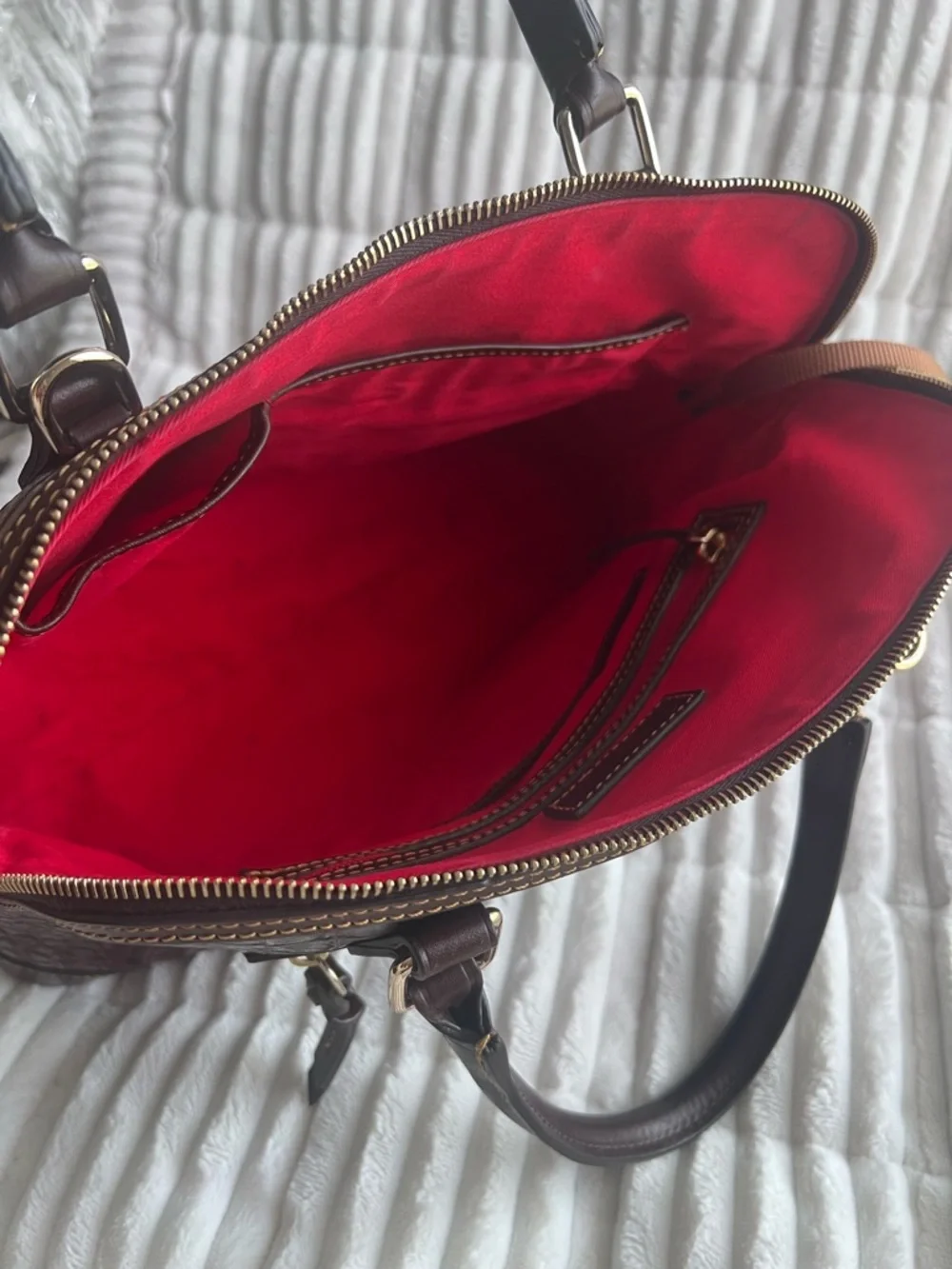 Dooney & Bourke Croc-Embossed Satchel with Gold Accents - Picture 15 of 16